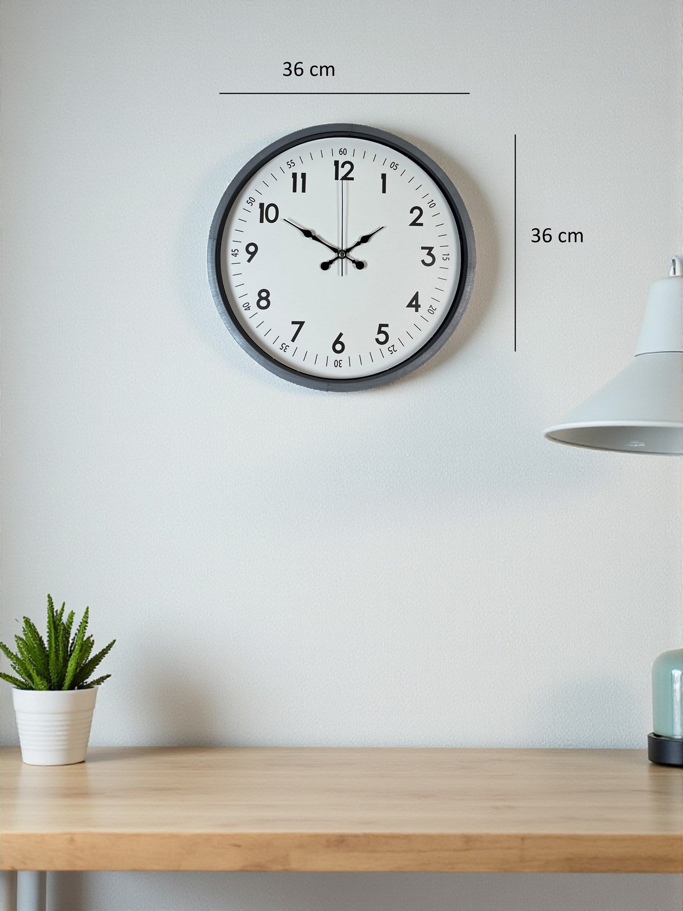 Zentime 36 Cm Gri Dekoratif Duvar Saati