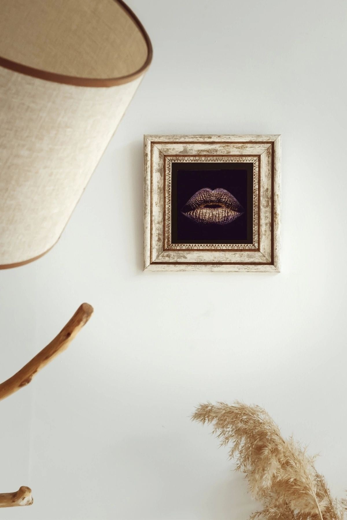 Dudak Çerçeveli Taş Tablo , Çerçeveli Taş Duvar Dekoru-enkcrcvtbl-00109 20 cm