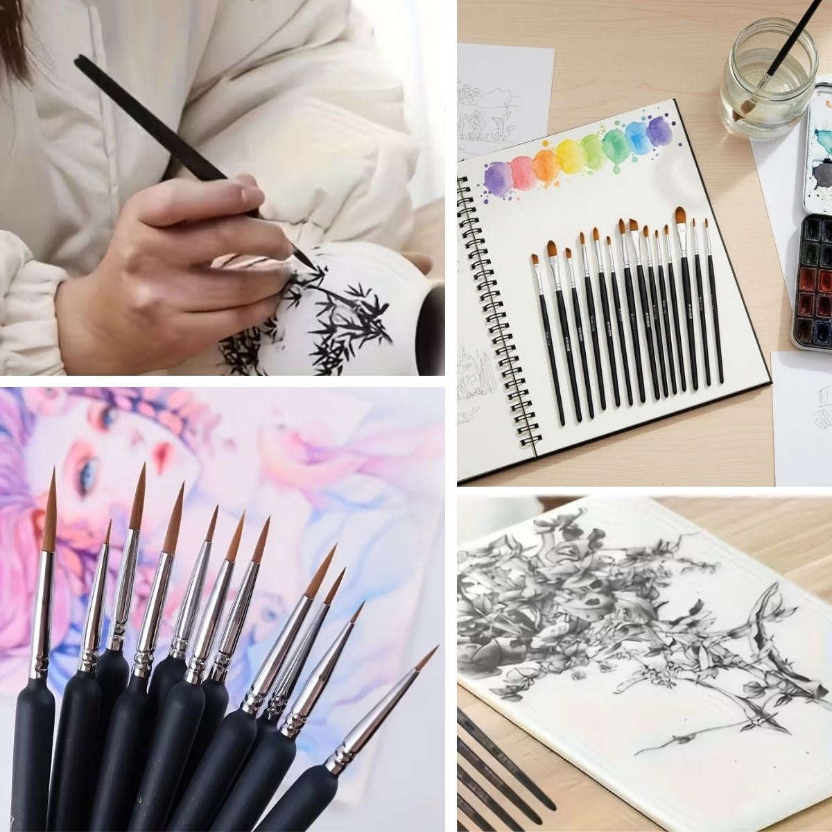 BUFFER®10 Adet Hobi ve Araba Rötüş Fırça Seti – İnce Detay Boyama, Model Yapımı ve Araç Çizik Giderme İçin Çok Amaçlı Fırça Takımı