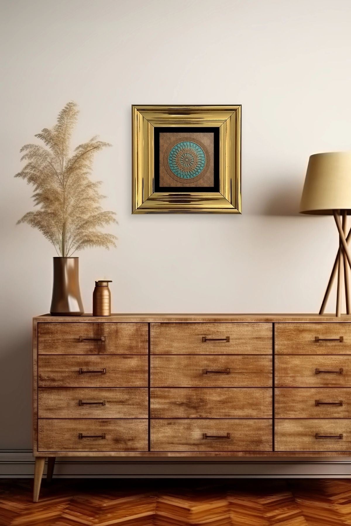 Motif Çerçeveli Taş Tablo 20 cm