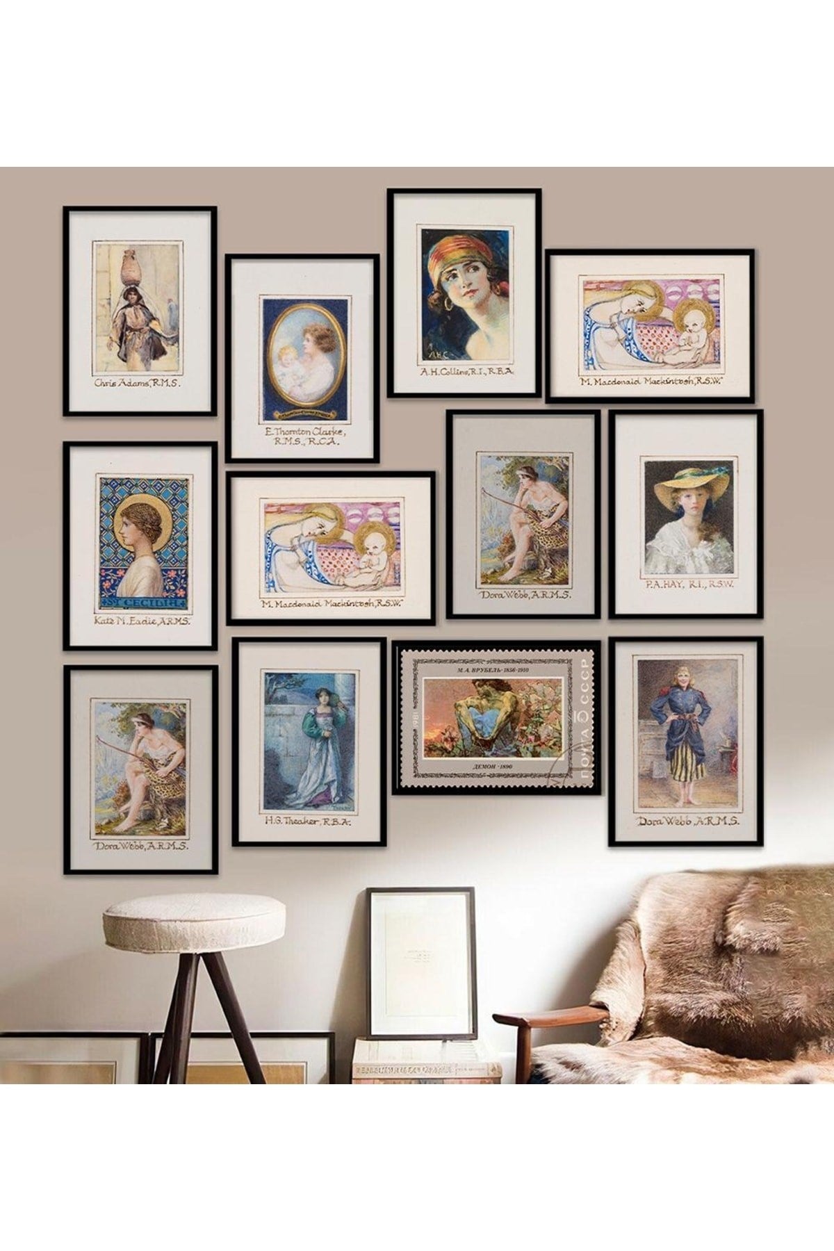 12 Parça Çerçeve Görünümlü Mdf Tablo Seti 15 x 20