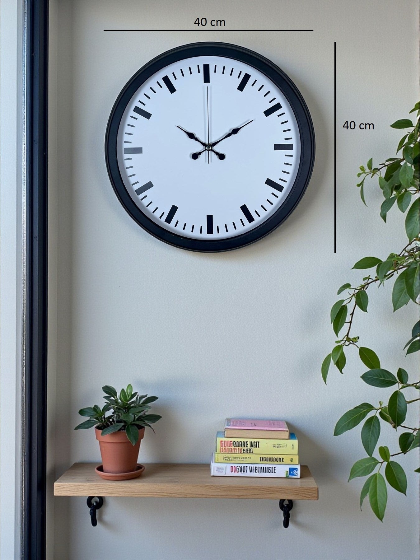 Black & White Baseline 40 Cm Metal Duvar Saati