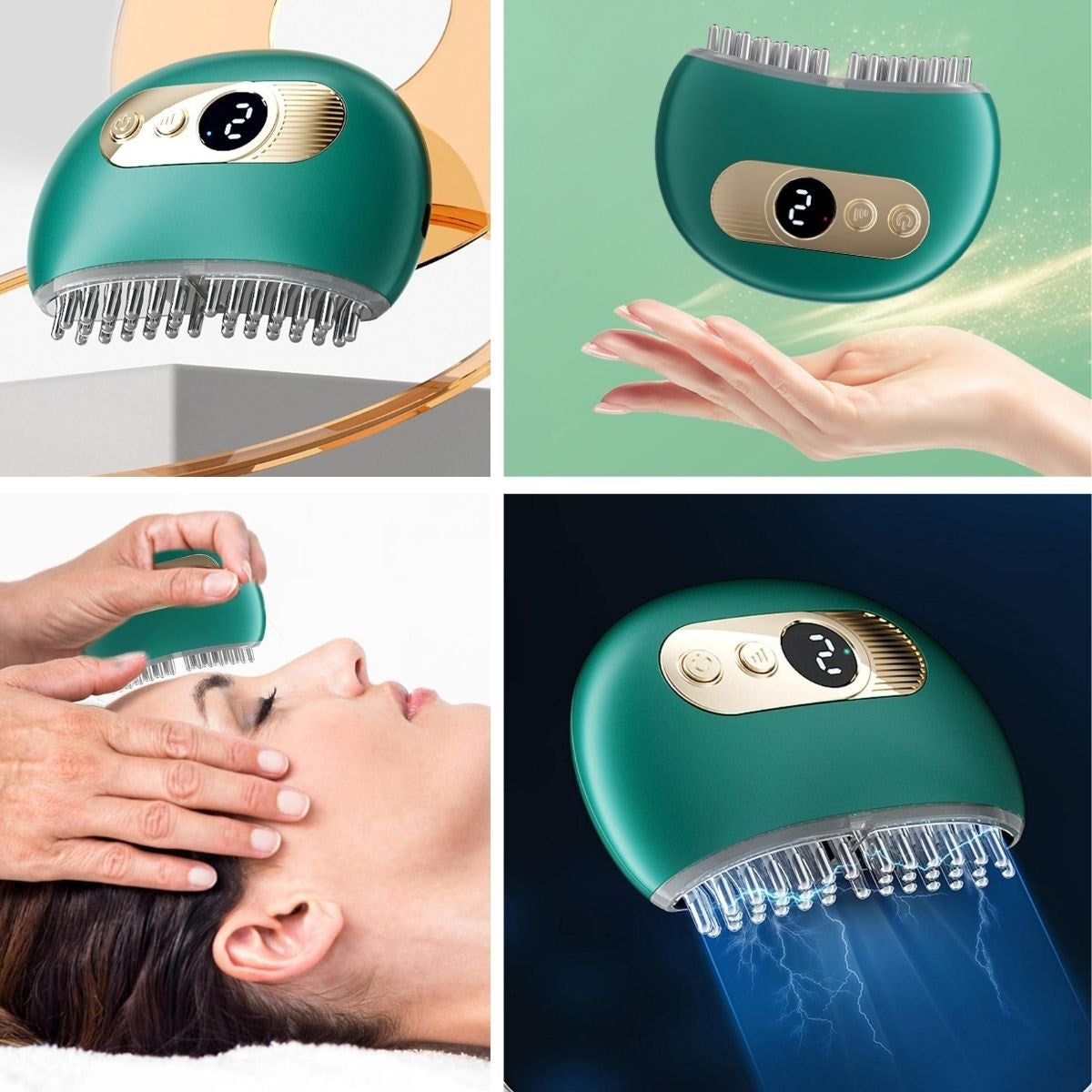 BUFFER® 1 Adet Akıllı Elektrik Akımlı EMS Titreşimli Masaj Tarağı Kademeli Yüz Masaj Aleti Aparatı