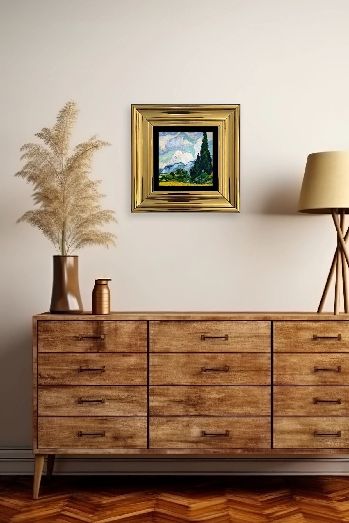 Van Gogh Çerçeveli Taş Tablo 20 cm