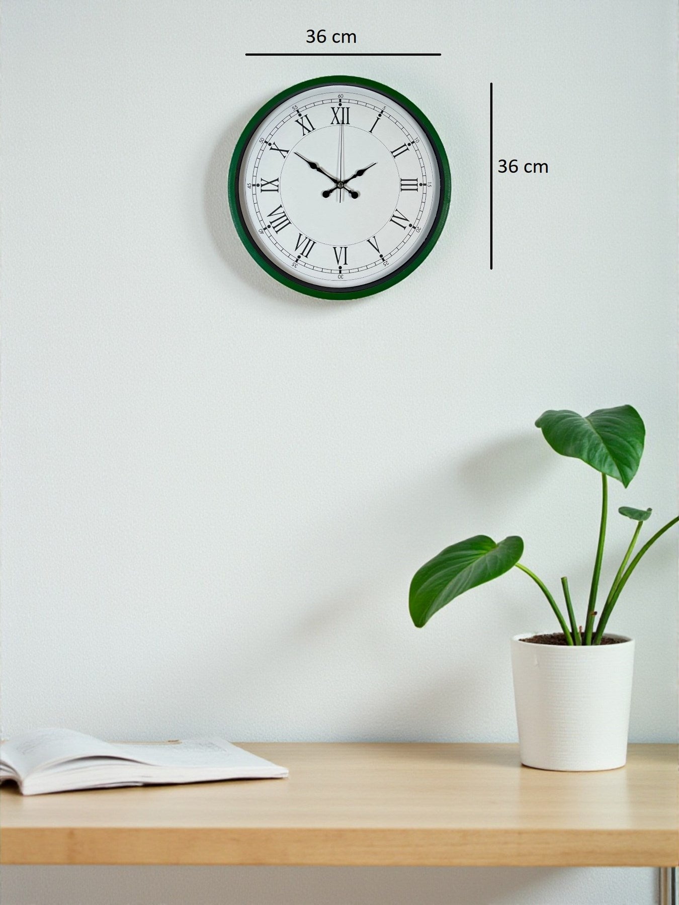 Zentime 36 Cm Yeşil Dekoratif Duvar Saati