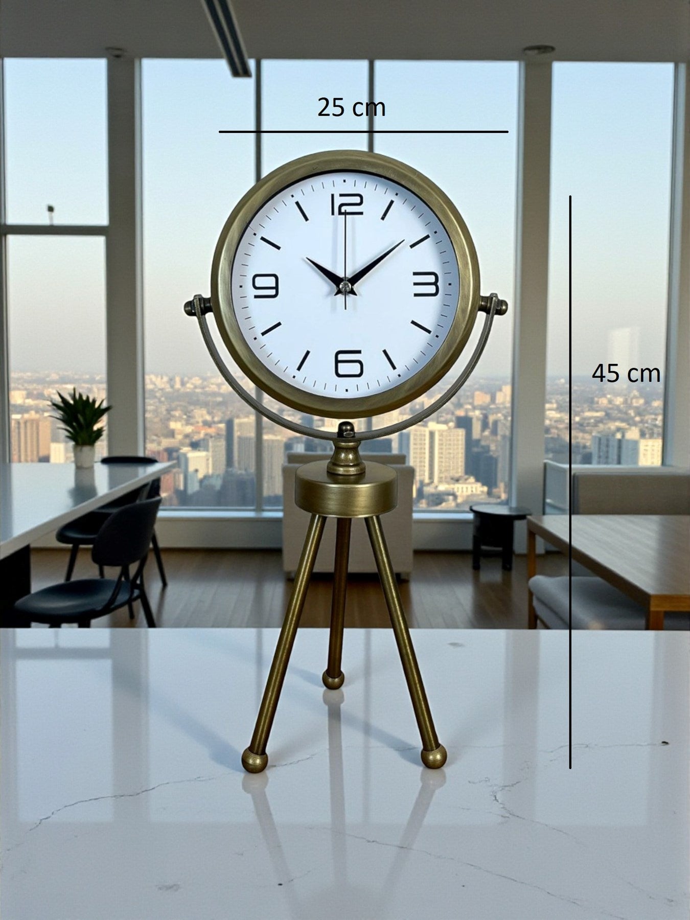 Zentime Eskitme Vintage Üç Ayaklı Masa Saati