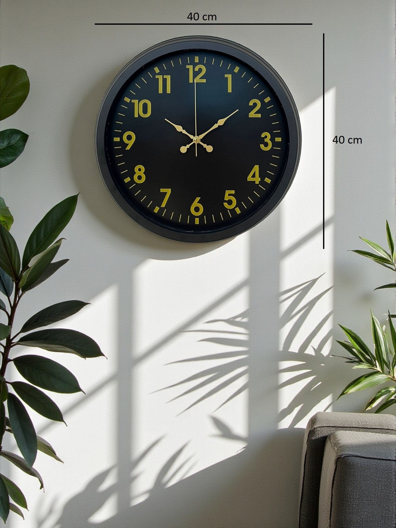 Siyah Standart 40 Cm Metal Dekoratif Duvar Saati