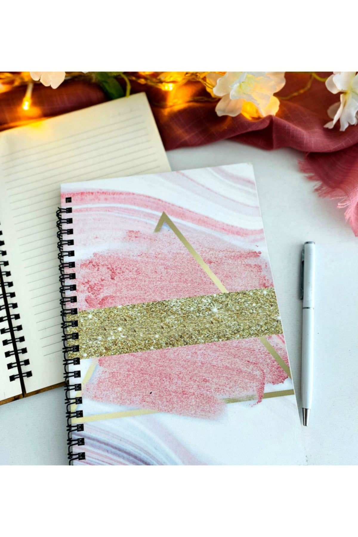 Pembe Gold Baskılı Defter Kalem Seti