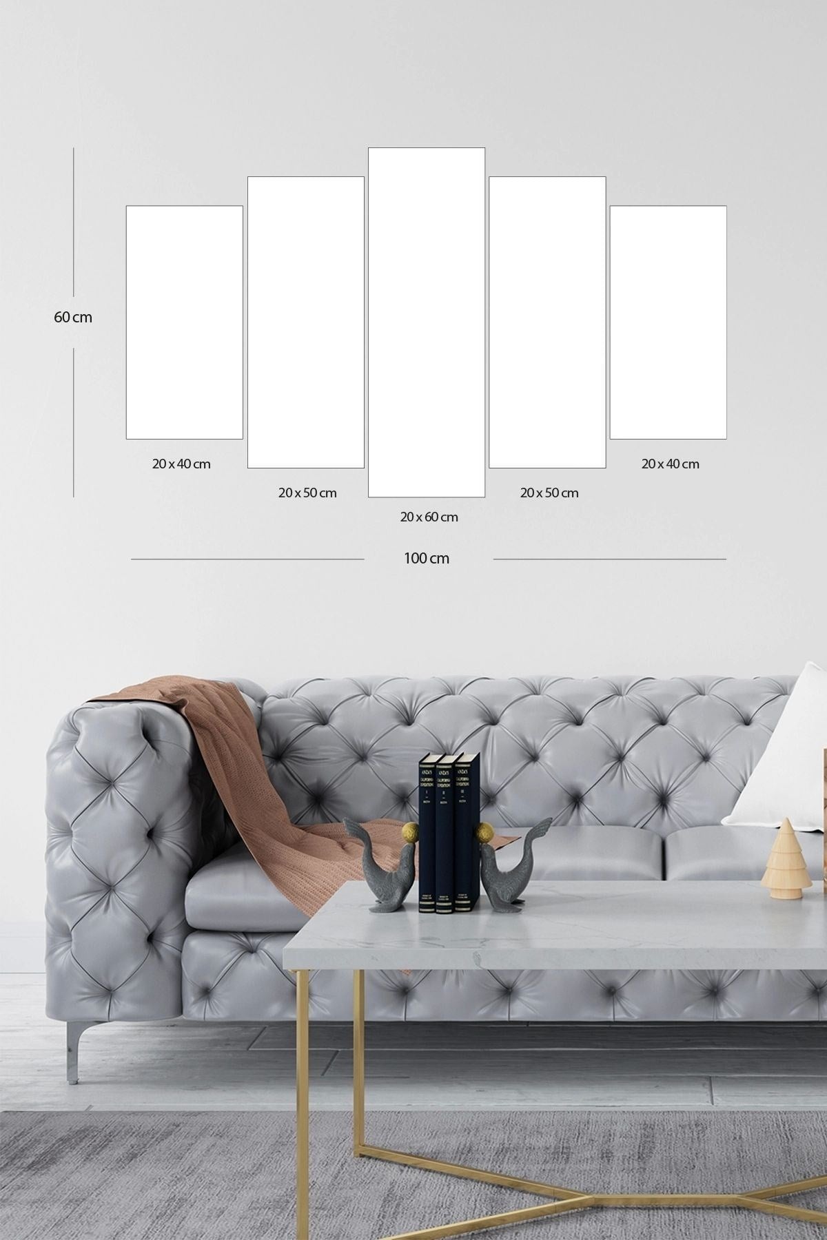 Kabe Manzarası 5 Parçalı Mdf Tablo 60 x 100