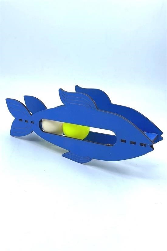 BUFFER® Kediler İçin Ahşap 2 Toplu Eğimli Sevimli Balık Şeklinde Eğitim Amaçlı Oyuncak