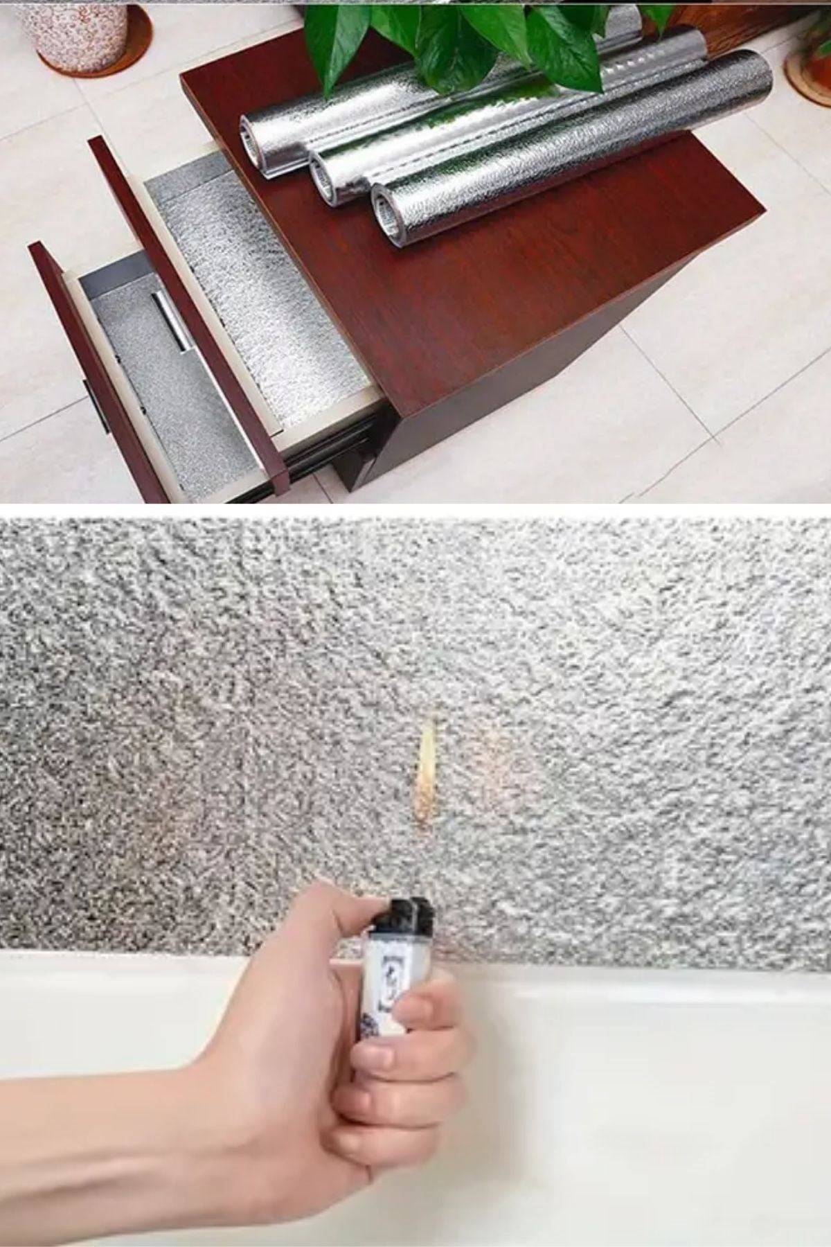 BUFFER® Rulo Gümüş Alüminyum Folyo Duvar Kağıdı, Kendinden Yapışkanlı Raf İçi, Su Geçirmez Folyo 2 mt x 60 cm