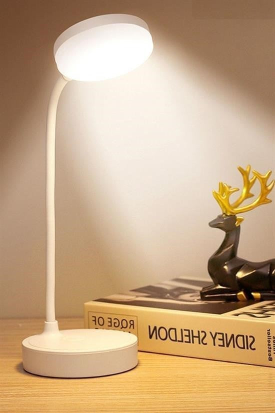 BUFFER® Yuvarlak USBli Dokunmatik 3 Kademeli 360 Derece Özel Göz Korumalı Led Lityum Masa Lambası