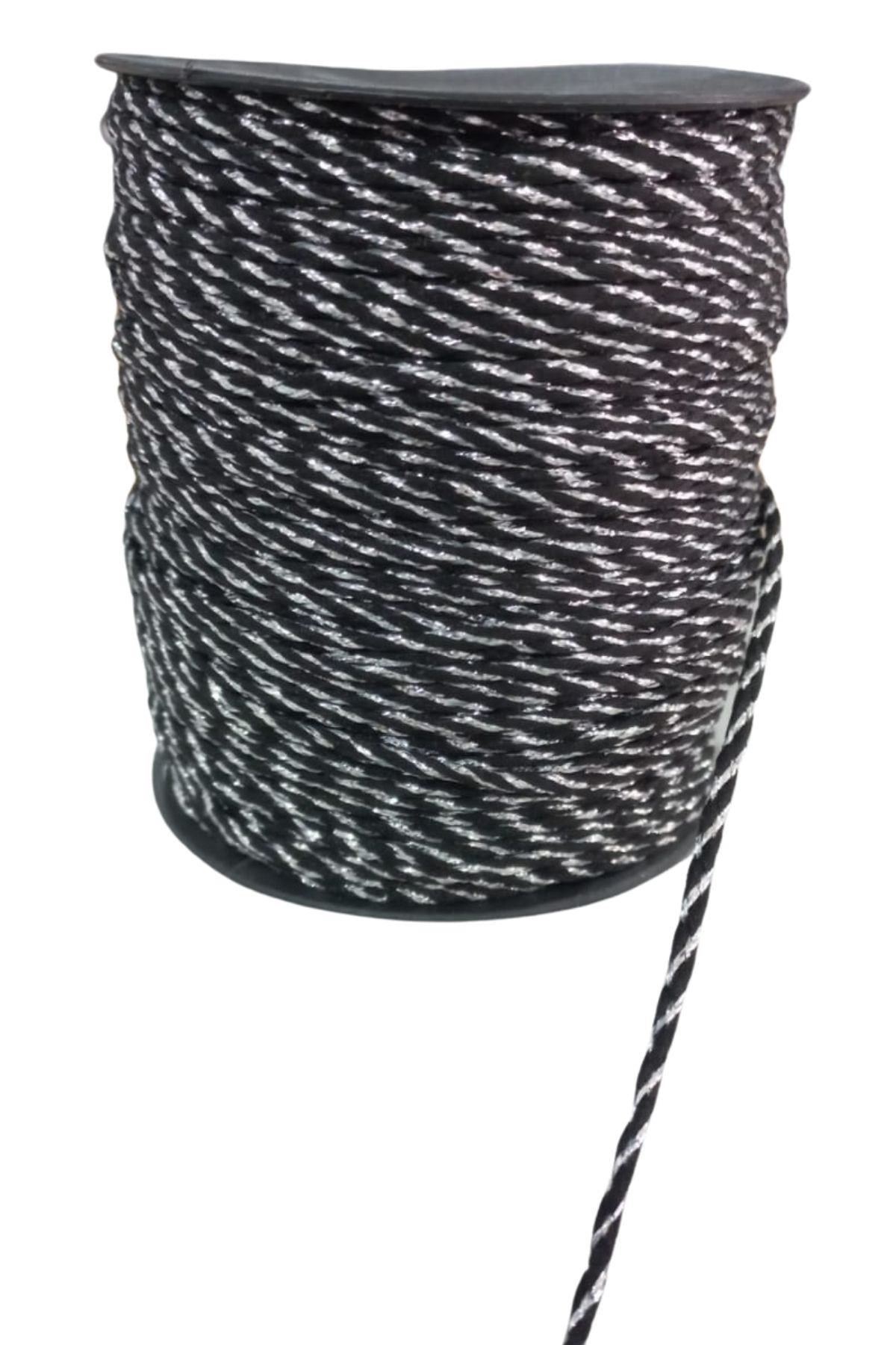 Bileklik ipi, Hediye Paketleme ipi, Şans, Bereket, Aşk, Şifa, Güç 5 mm Pamuk 5 metre Siyah