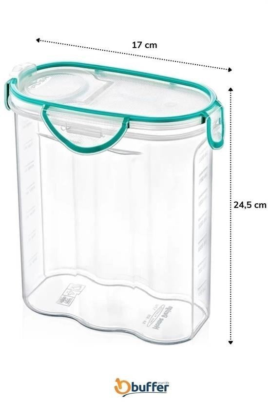 BUFFER® Kilitli Kapaklı Contalı Hava,Su Sıvı Geçirmez 2,4 Litre Erzak Saklama Kabı-SA590