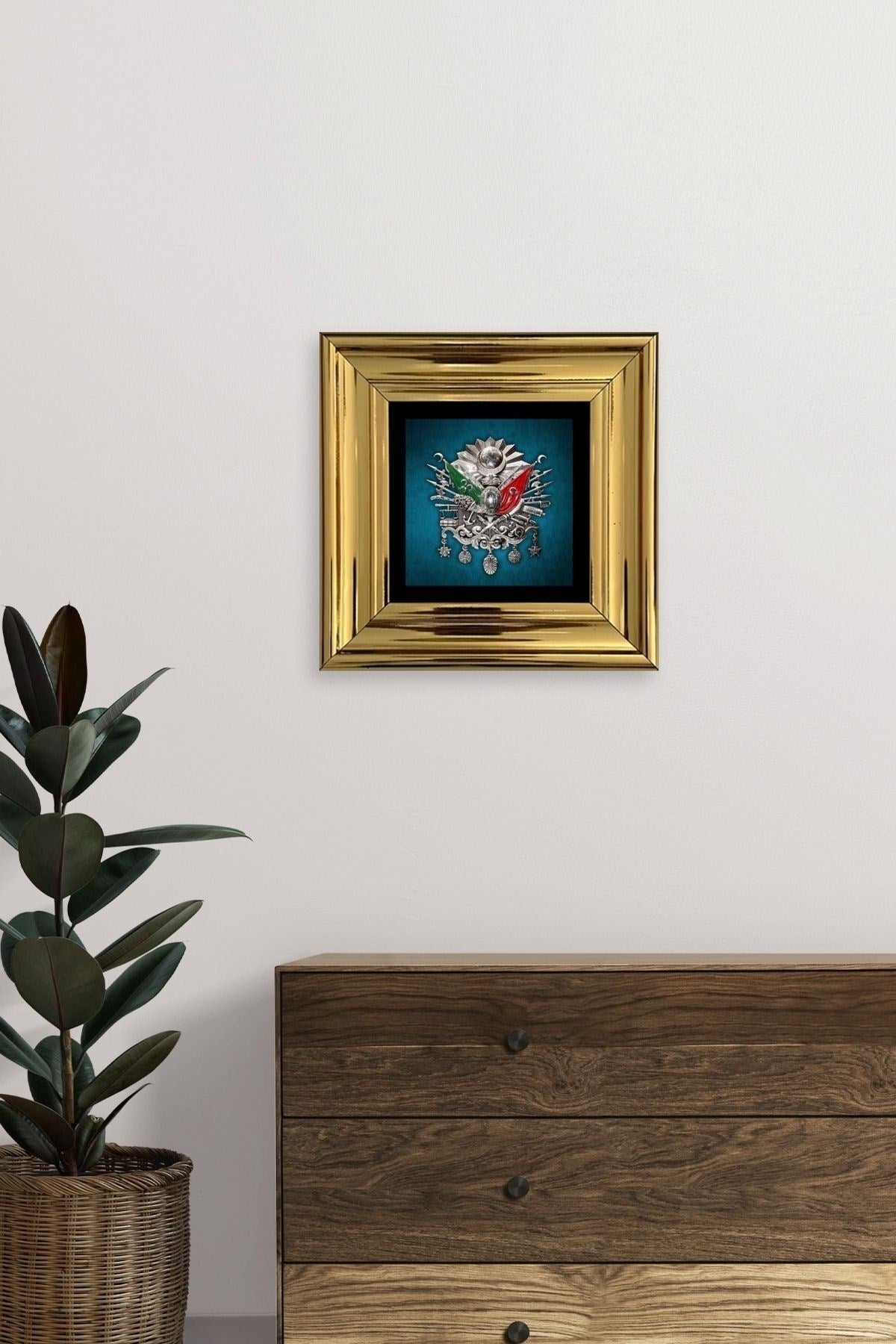 Osmanlı Tuğrası Çerçeveli Taş Tablo 20 cm