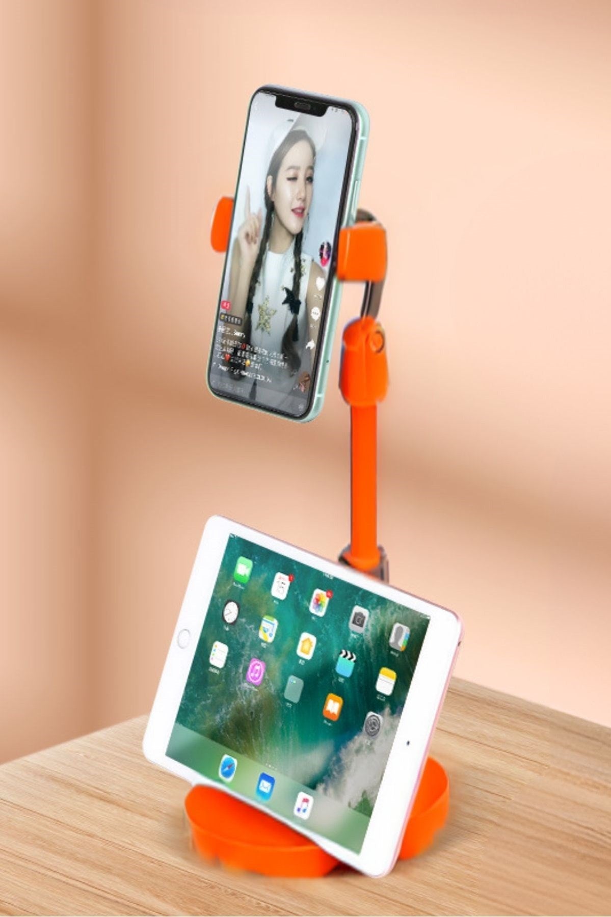 BUFFER® Masa Üstü Tablet ve Telefon Tutucu Plastik Aparat Turuncu Telefon Standı