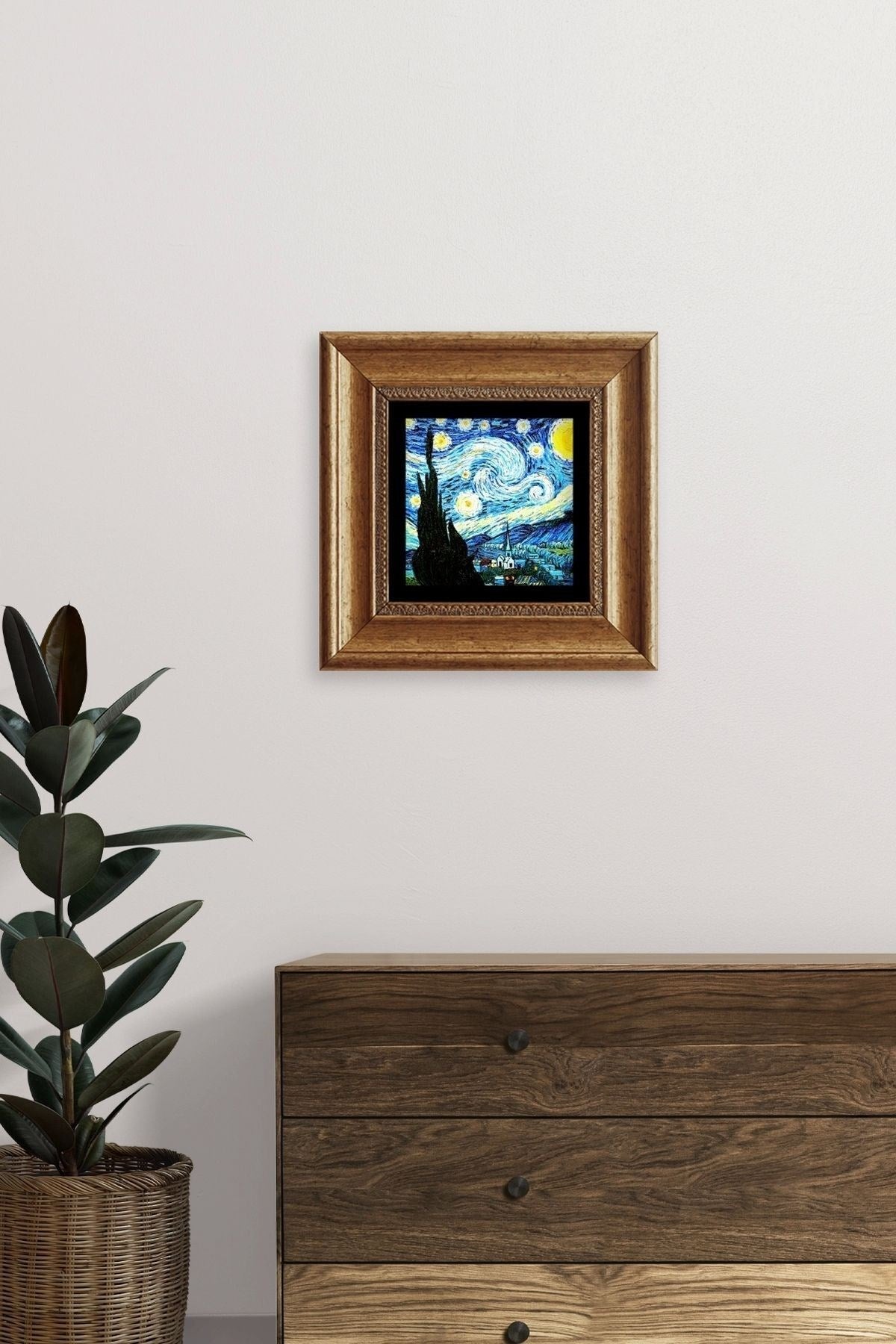 Van Gogh Çerçeveli Taş Tablo 20 cm