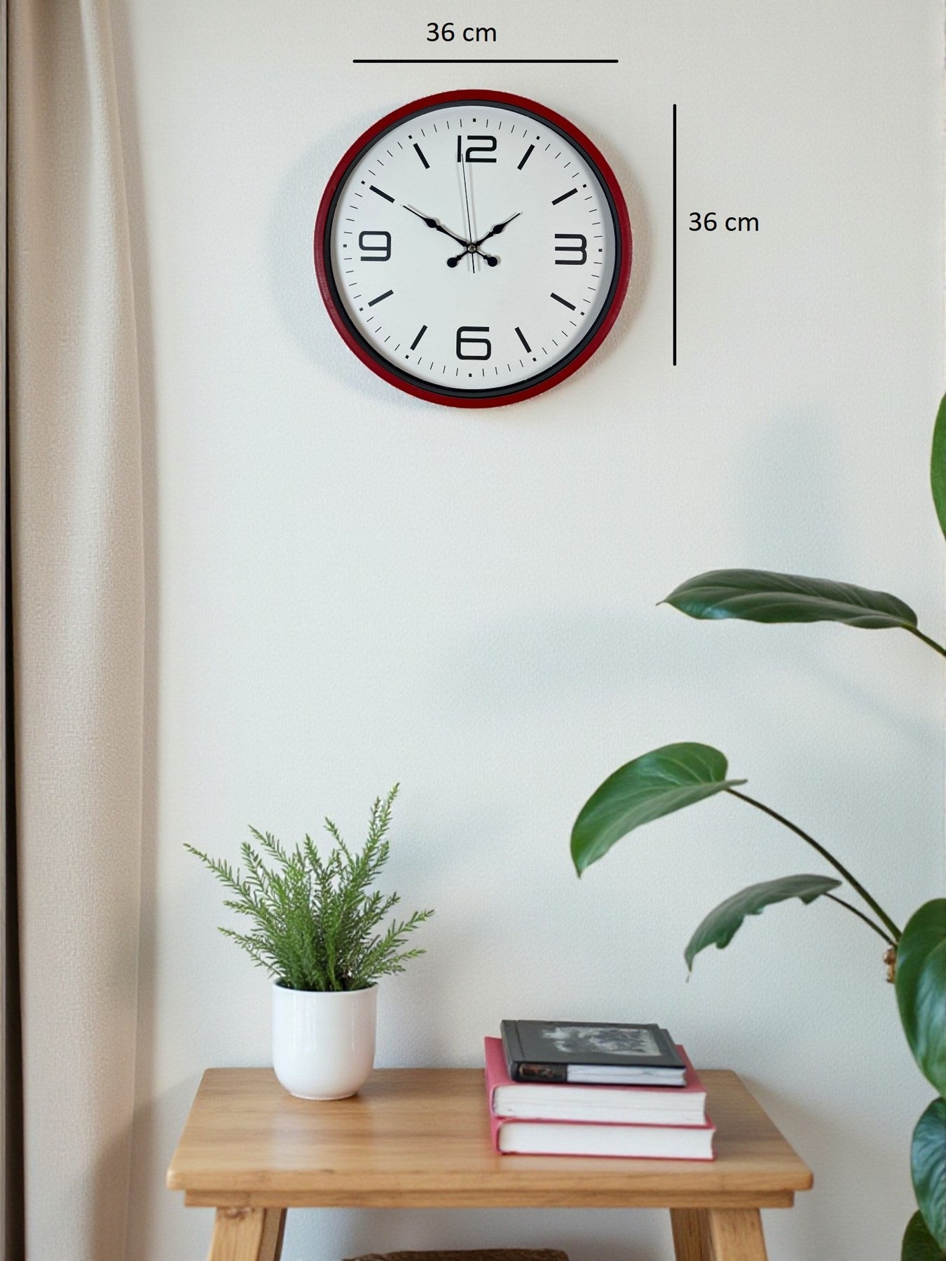 Zentime 36 Cm Kırmızı Dekoratif Duvar Saati