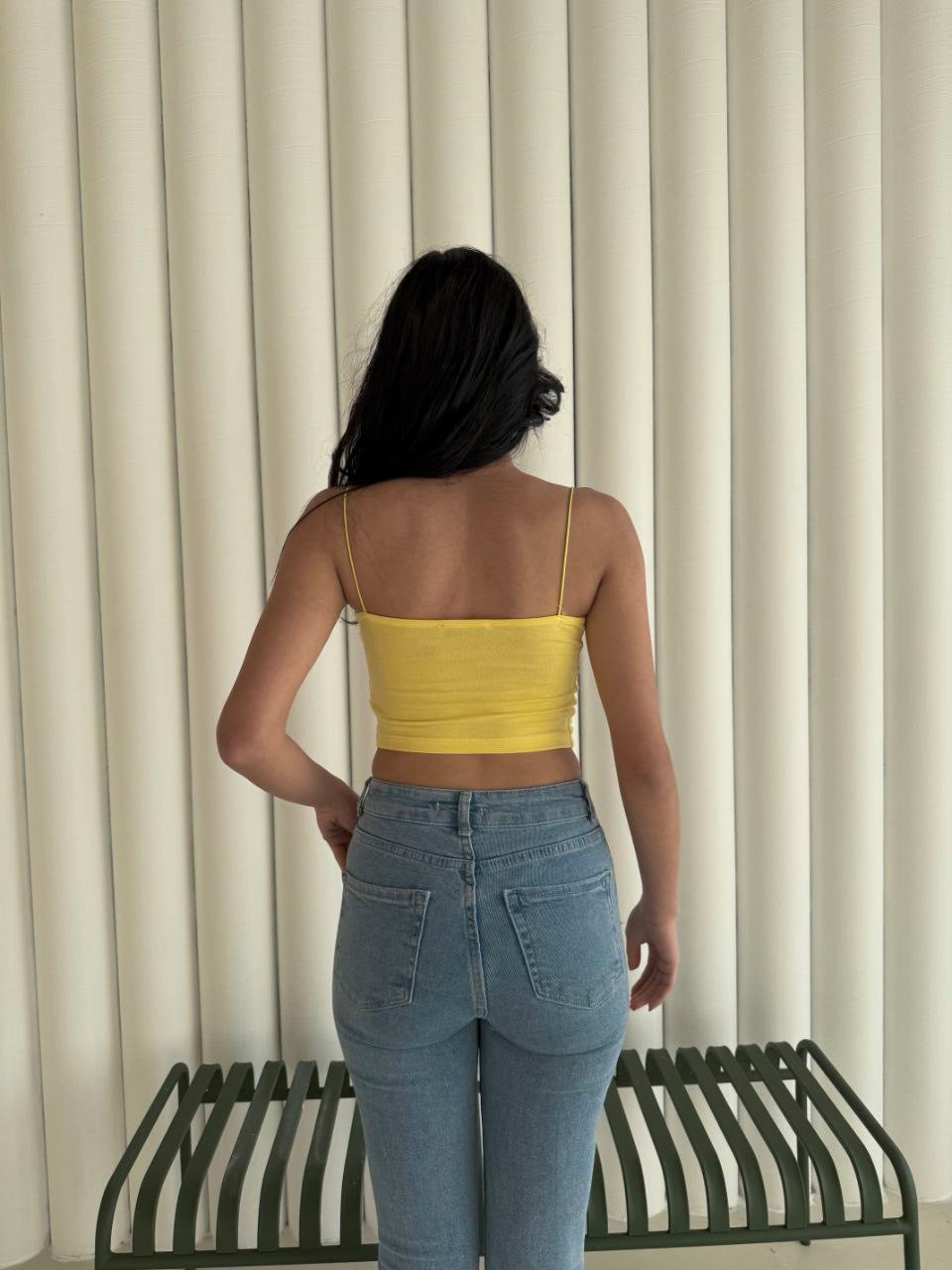 İp Askılı Kısa Crop - Sarı