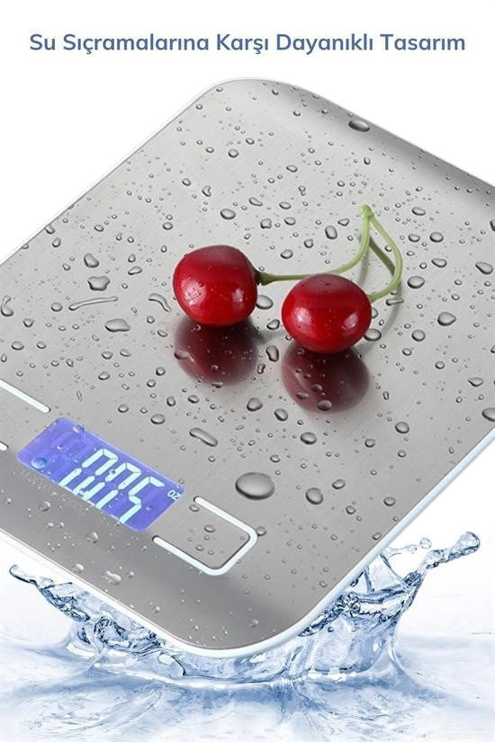 BUFFER® TF 1002 Hassas Ölçümlü Maksimum 5 Kg Kapasiteli Led Ekran Platin Dijital Mutfak Tartısı