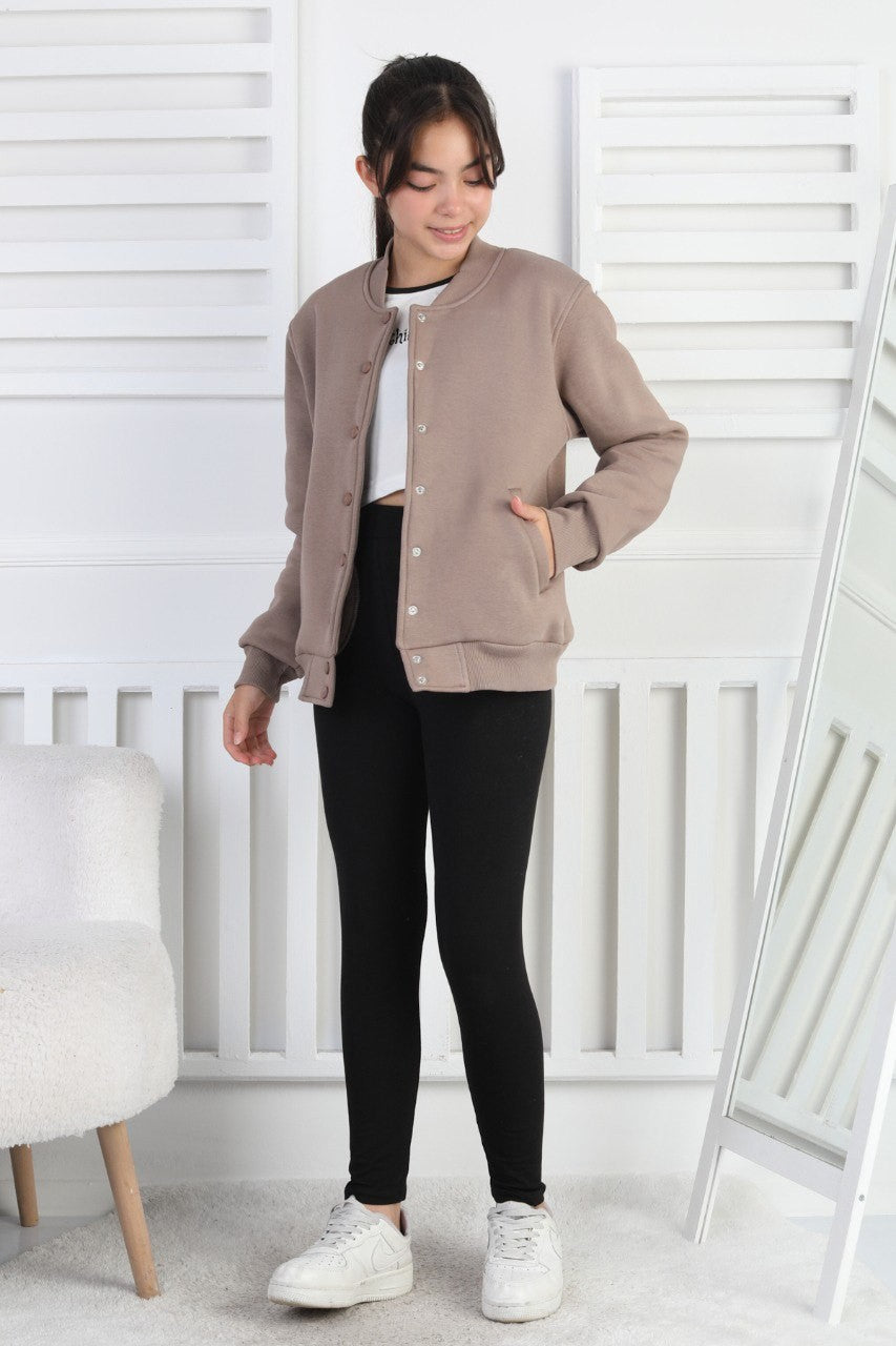 Şardonlu 3 İplik Çıtçıtlı Kız Çocuk Sweatshirt