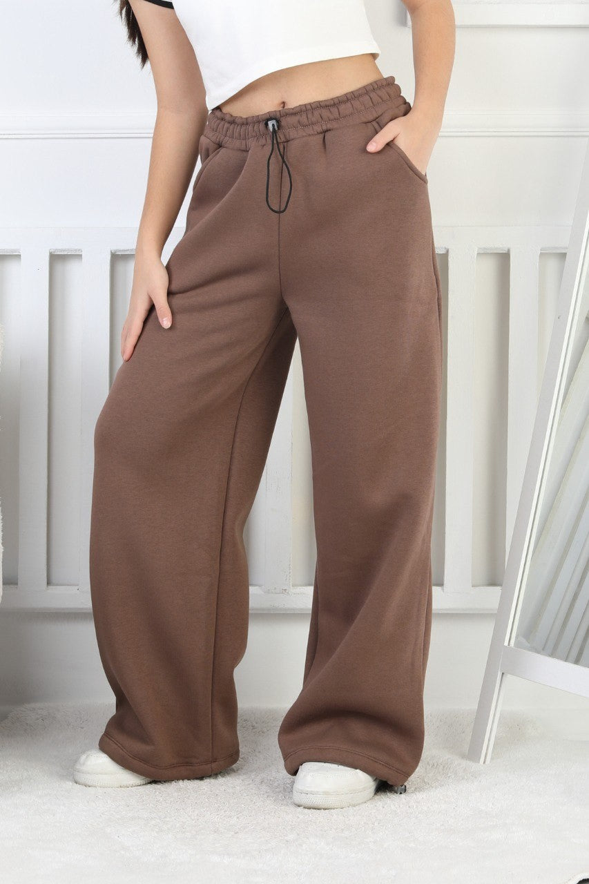 Şardonlu 3 İplik Paça Sıkmalı Kız Çocuk Eşofman Altı