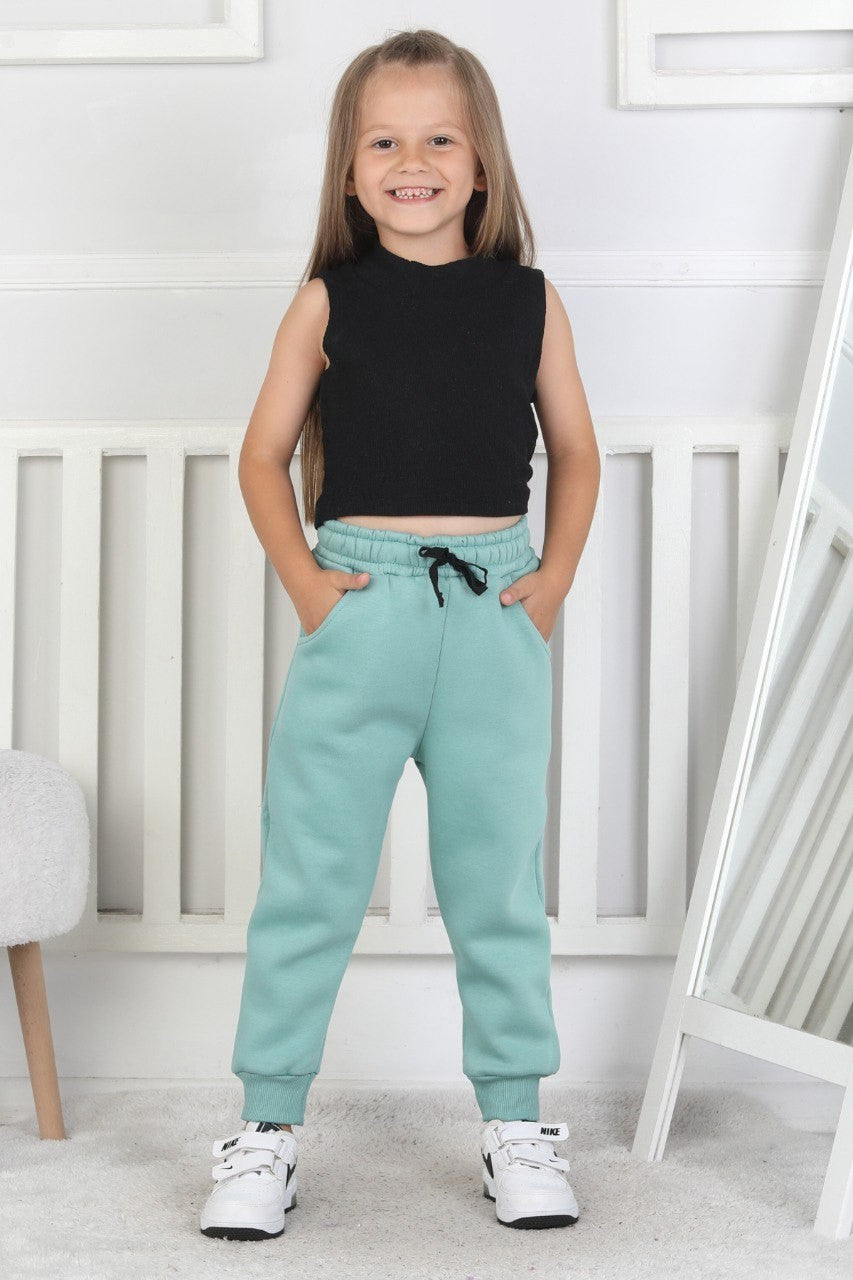 Şardonlu 3 İplik Düz Kız Çocuk Eşofman Altı