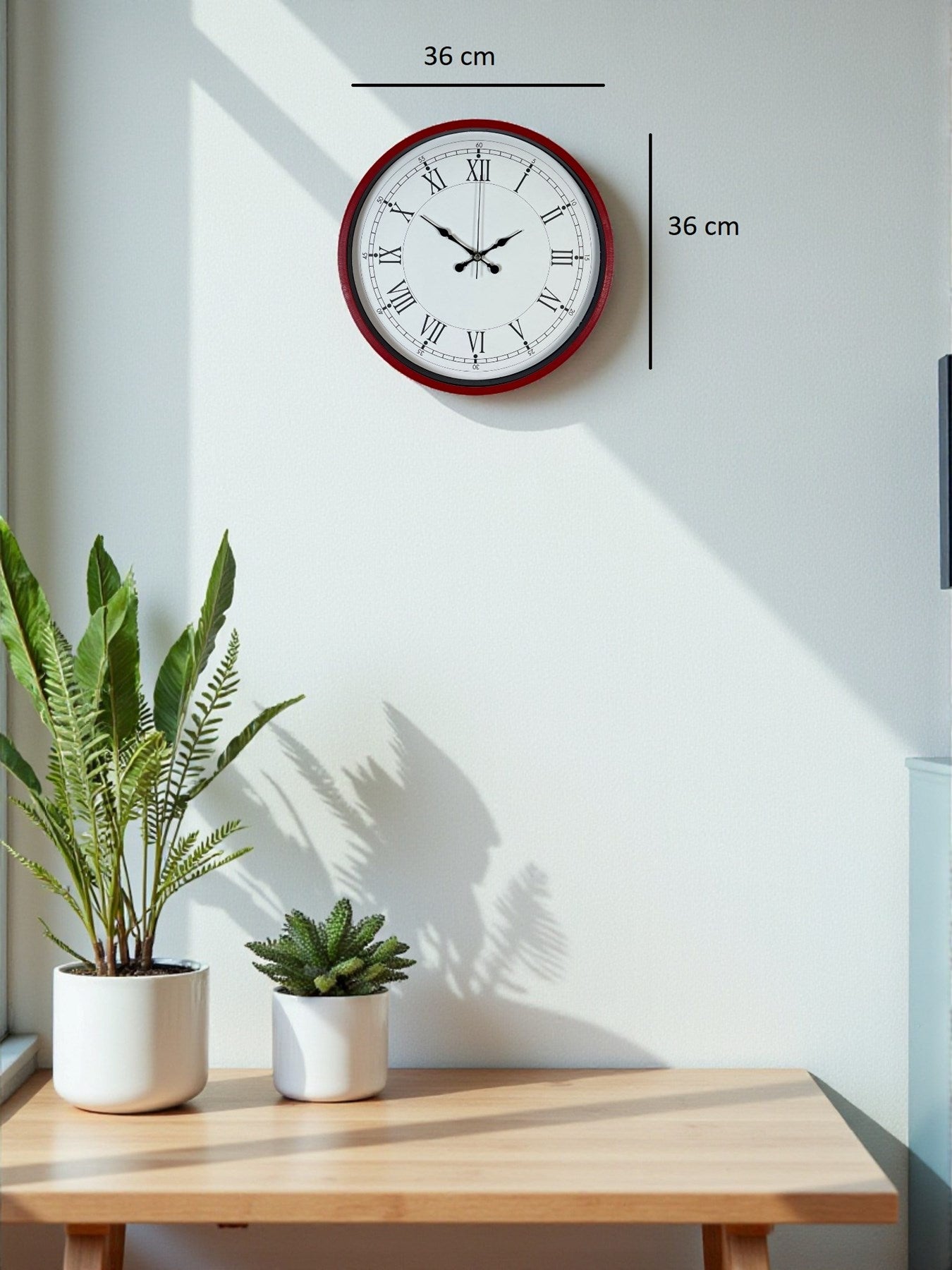 Zentime 36 Cm Kırmızı Dekoratif Duvar Saati