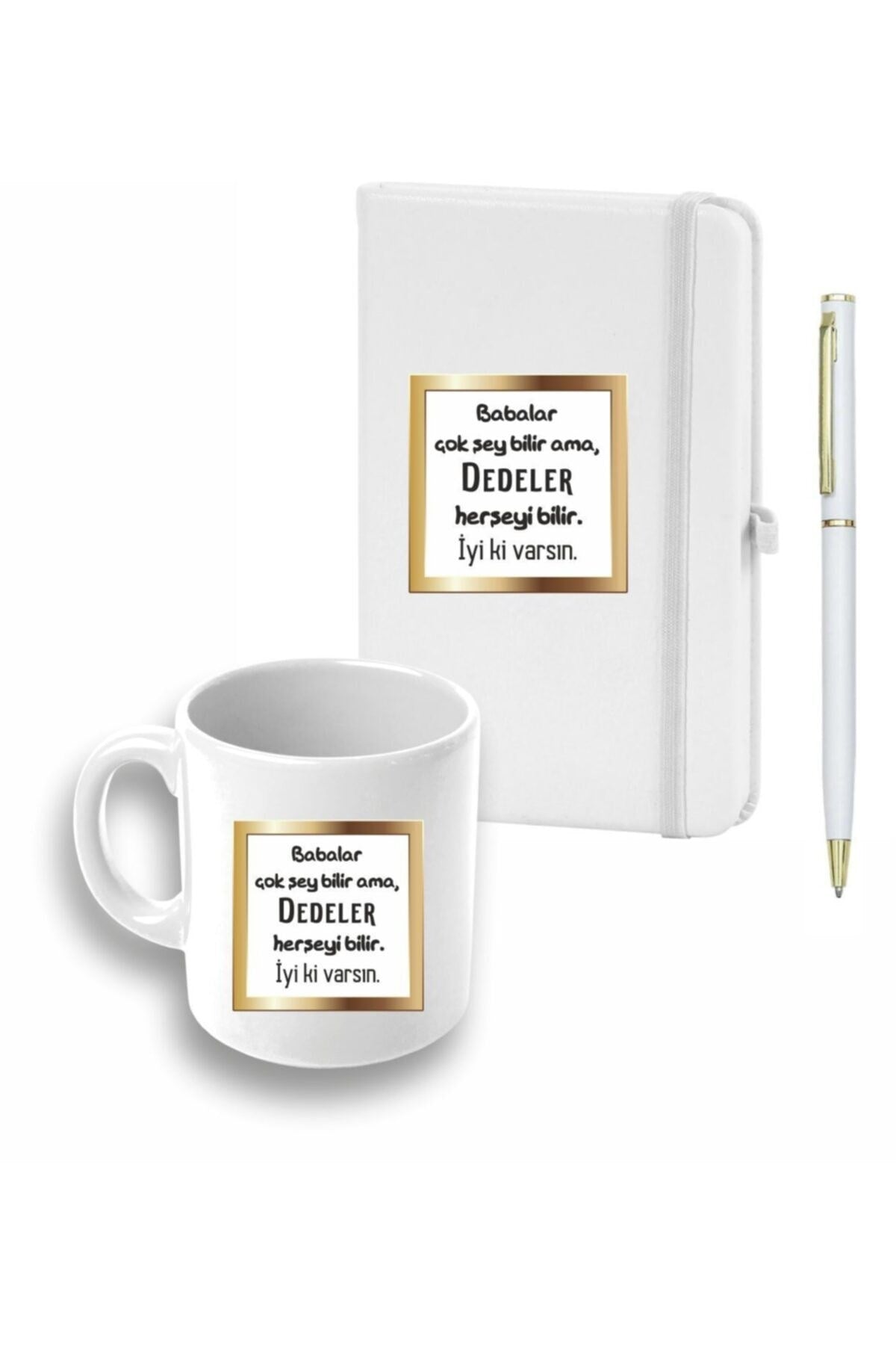 Dedeler Için Defter, Kalem Ve Kupa Seti