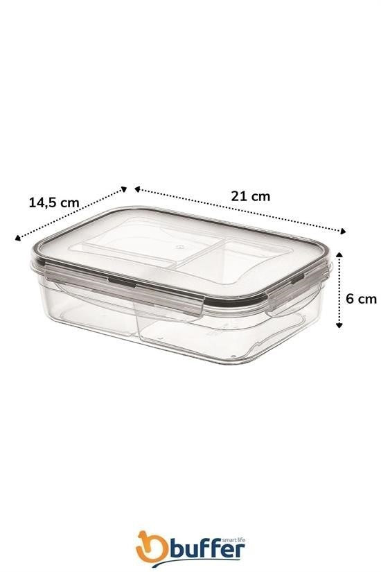 BUFFER® 3 Bölmeli Kilitli Kapaklı 1 Litre Erzak Saklama Kabı LC-510