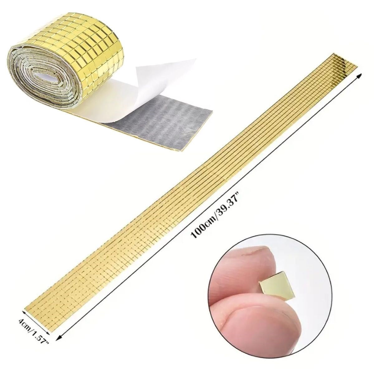 BUFFER®1 Metre Uzunluğunda Gold Renk Aynalı Mozaik Taşlı Dekor Bandı 4 cm x 1 mt