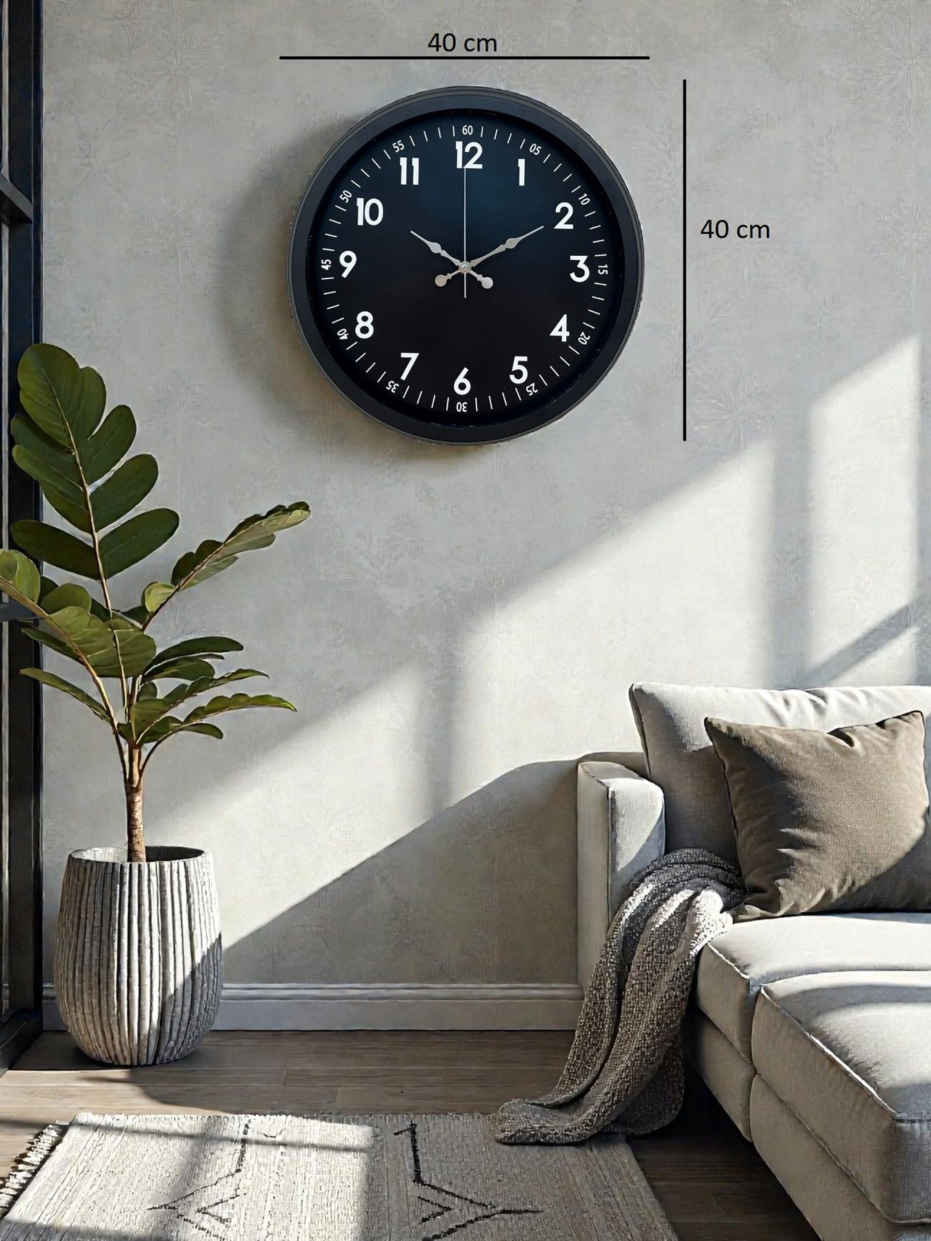 Zentime Pure Dark Black 40 Cm Metal Duvar Saati