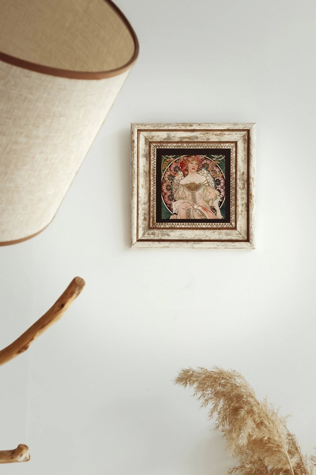 Mucha Çerçeveli Taş Tablo , Çerçeveli Taş Duvar Dekoru-enkcrcvtbl-00163 20 cm