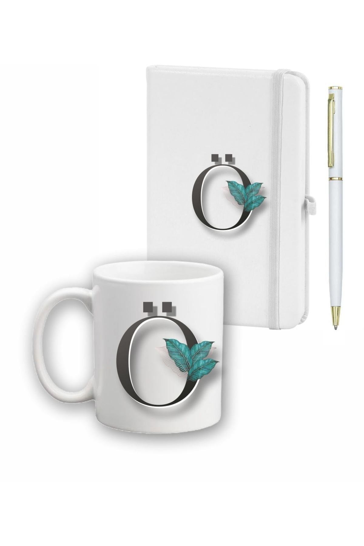 Yaprak Desen Ajanda Kupa Ve Kalem Seti