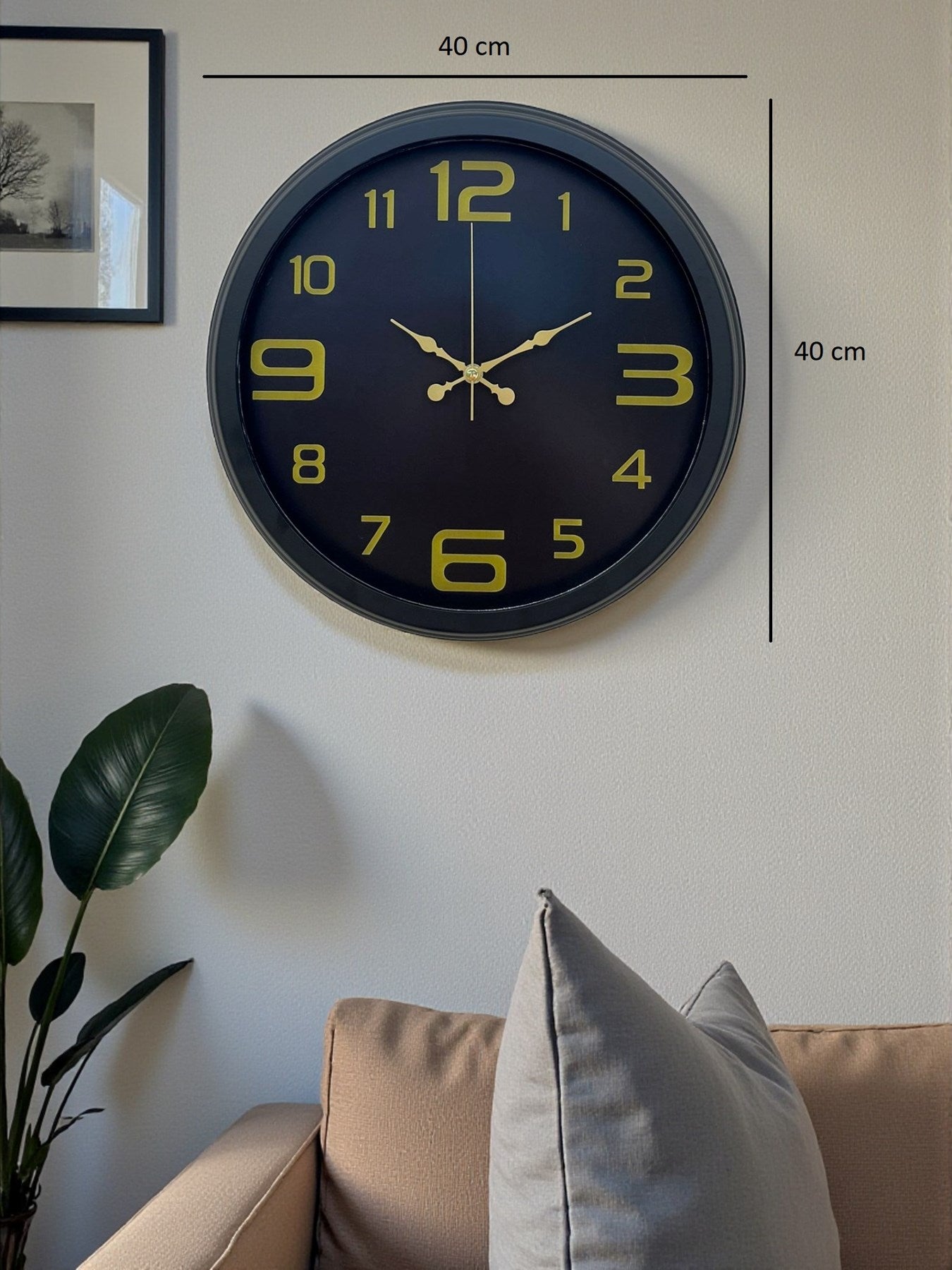 Zentime Prime Black 40 cm Metal Modern Tasarım Duvar Saati