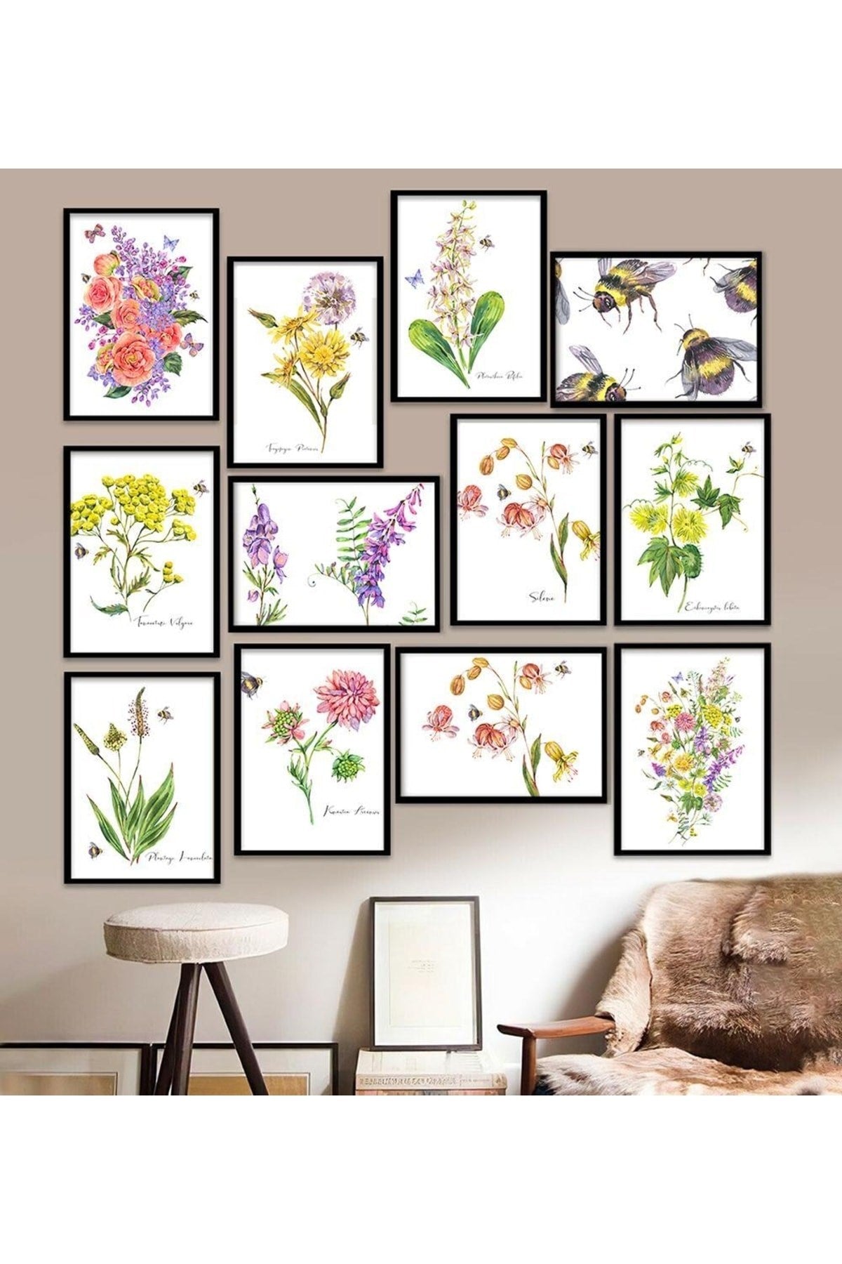 12 Parça Çerçeve Görünümlü Mdf Tablo Seti 15 x 20