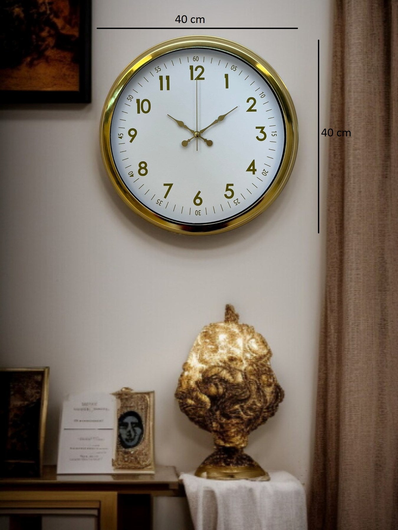 Zentime 40 Cm Gold Lüks Duvar Saati