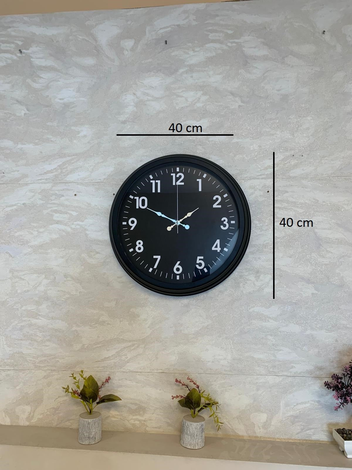 Zentime 40 Cm Siyah Şık Duvar Saati