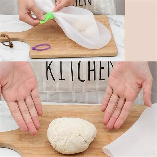 BUFFER® Orta Hamur Torbası Silikon Şeffaf Hamur Yoğurma Torbası Ekmek Makarna Mantı Hamuru Kolay Yo