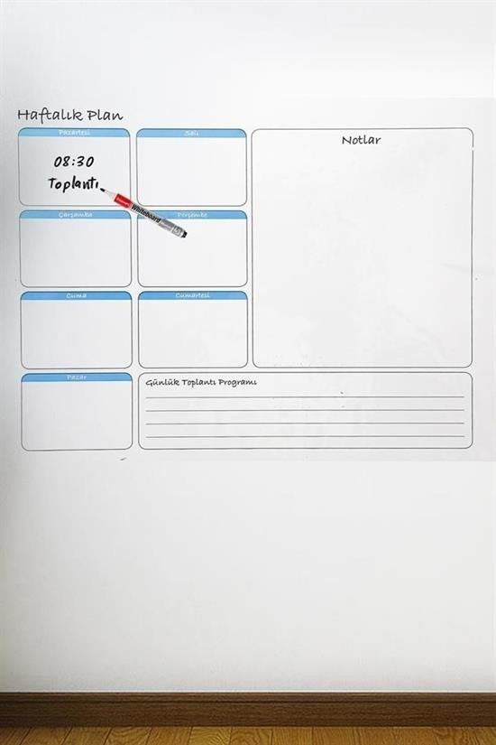 BUFFER® Haftalık Planlayıcı Manyetik Duvar Stickerı Takvim 56 cm x 70 cm