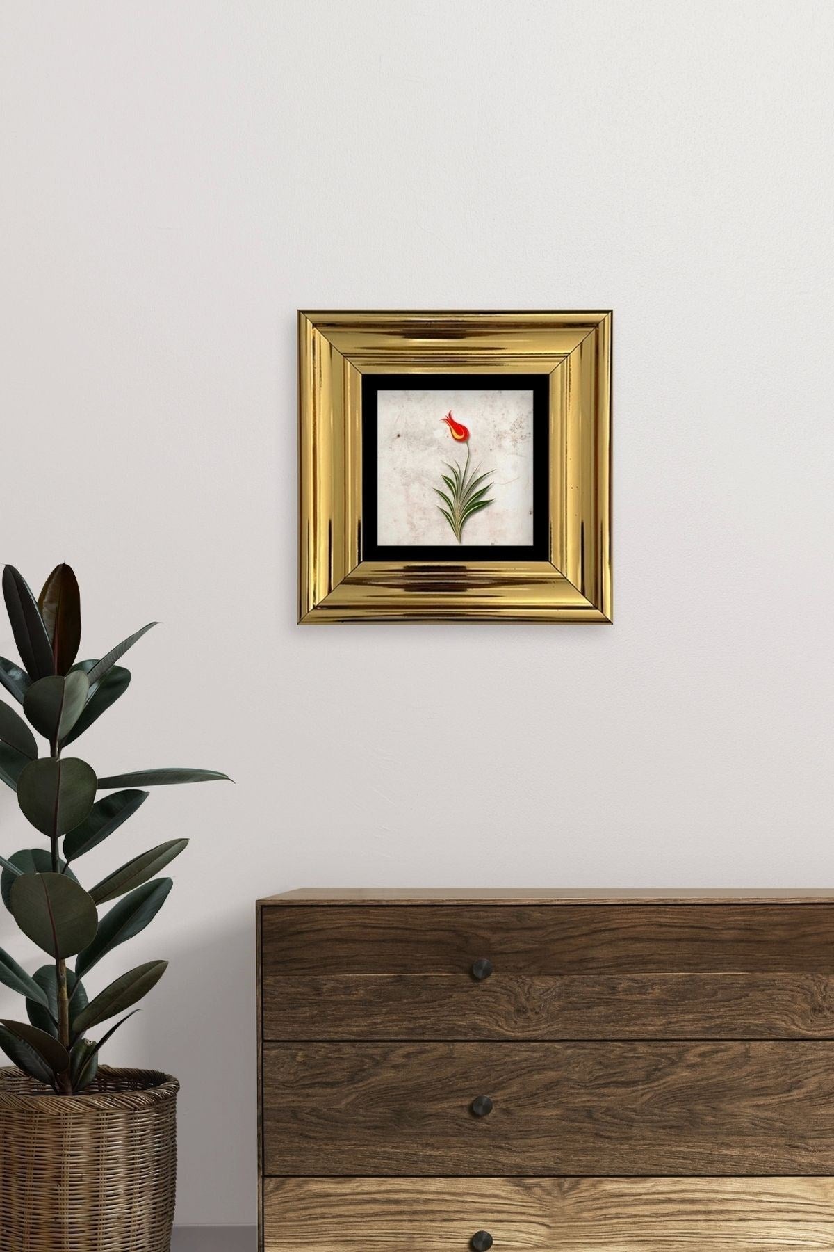 Ebru Lale Çerçeveli Taş Tablo 20 cm