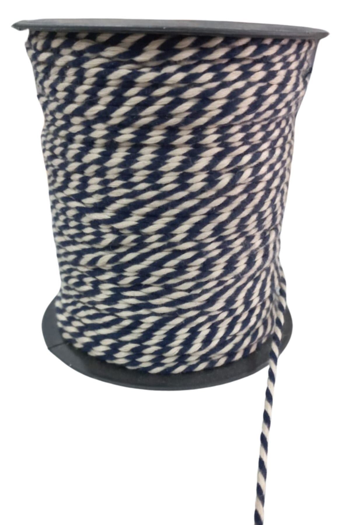 Bileklik ipi, Hediye Paketleme ipi, Şans, Bereket, Aşk, Şifa, Güç 10 mm Pamuk 10 metre Lacivert