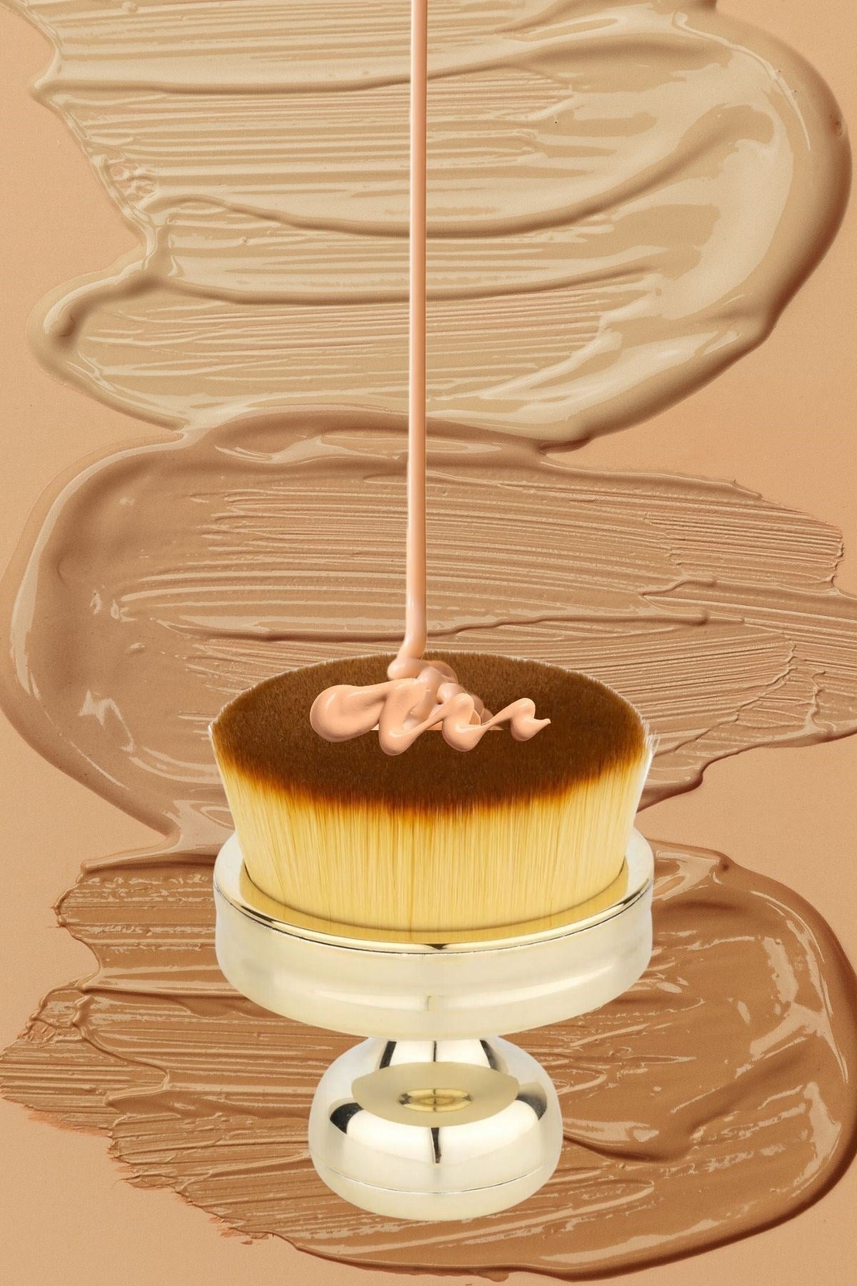 BUFFER® Profesyonel Geniş Pratik Tutma Saplı Gold Büyük Fondöten Yayma Fırçası