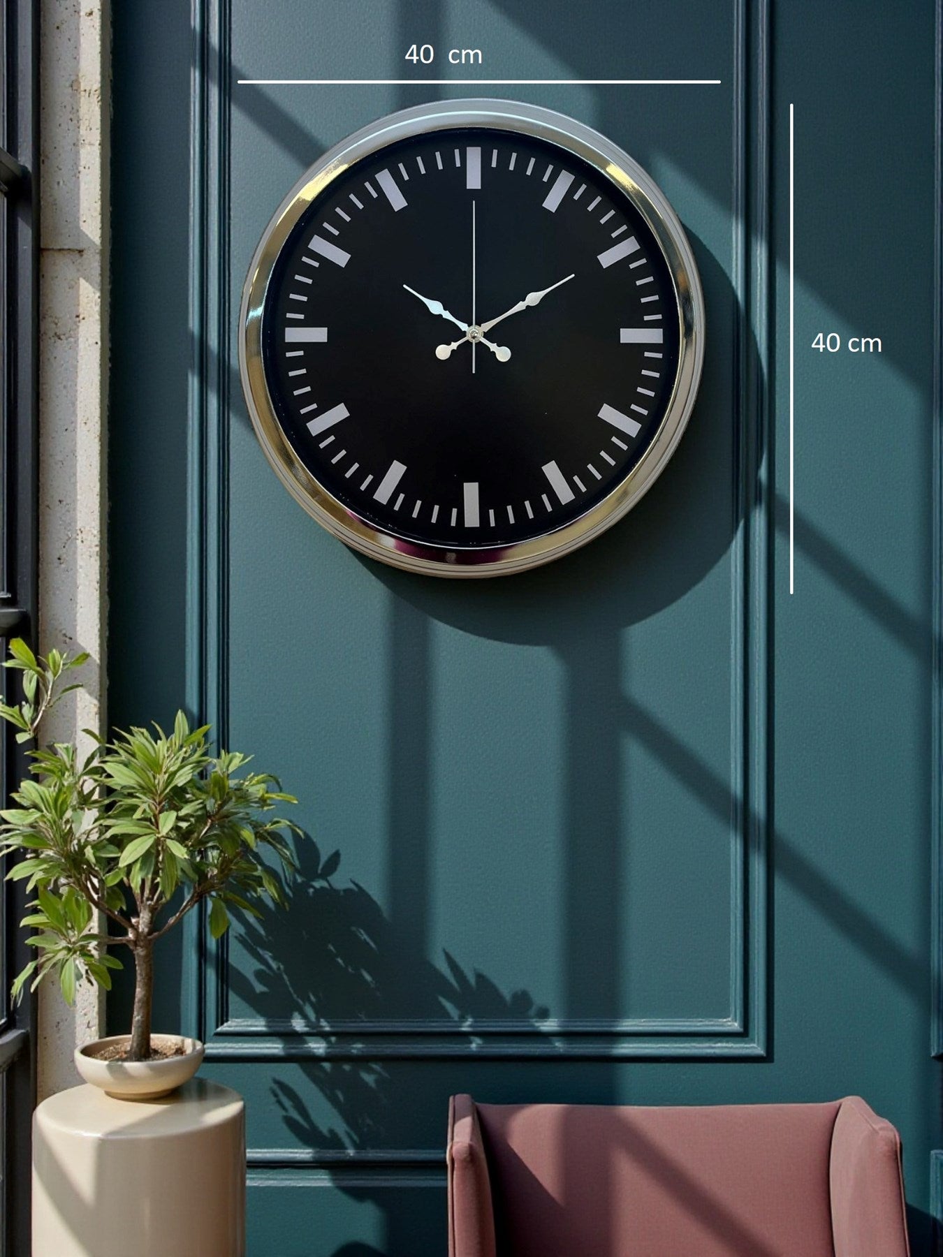 Zentime 40 Cm Krom Şık Duvar Saati