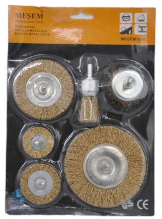 BUFFER® 6'lı Pimli Tel Fırça Seti Pas Yağ Kir Boya Yapışkan Çözücü