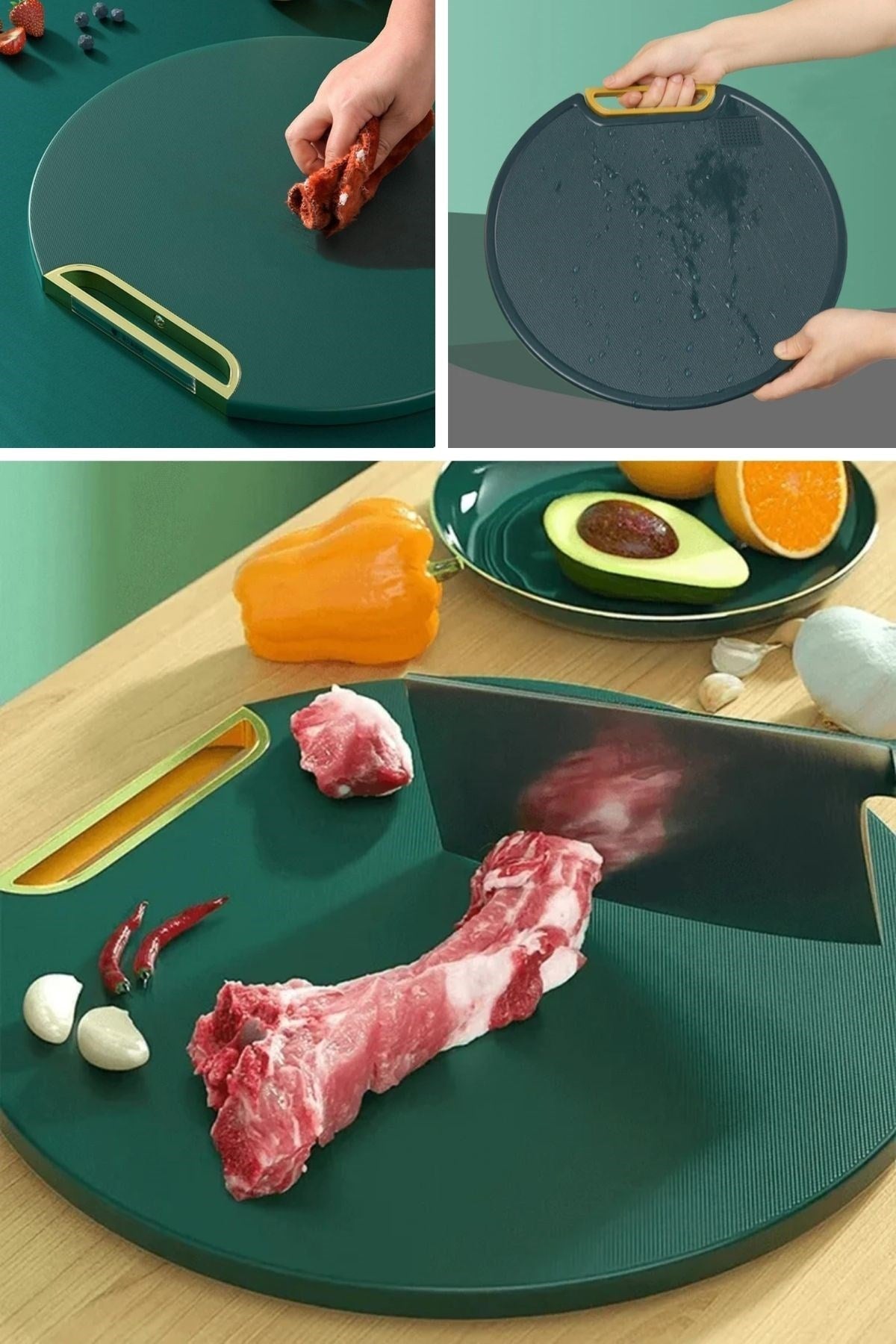 BUFFER® Mutfak Sebze,Meyve,Et,Balık,Ekmek Doğrama Kesme Tahtası Standlı Kesim Panosu