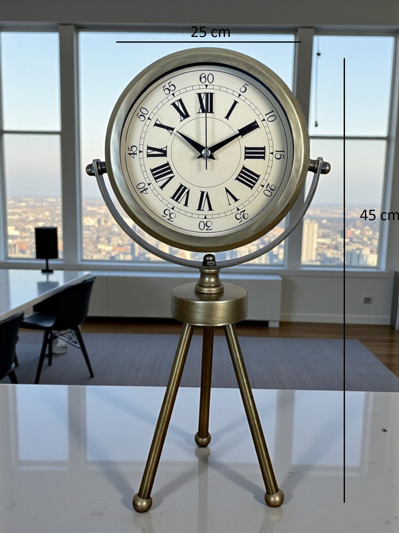 Zentime Eskitme Vintage Üç Ayaklı Masa Saati