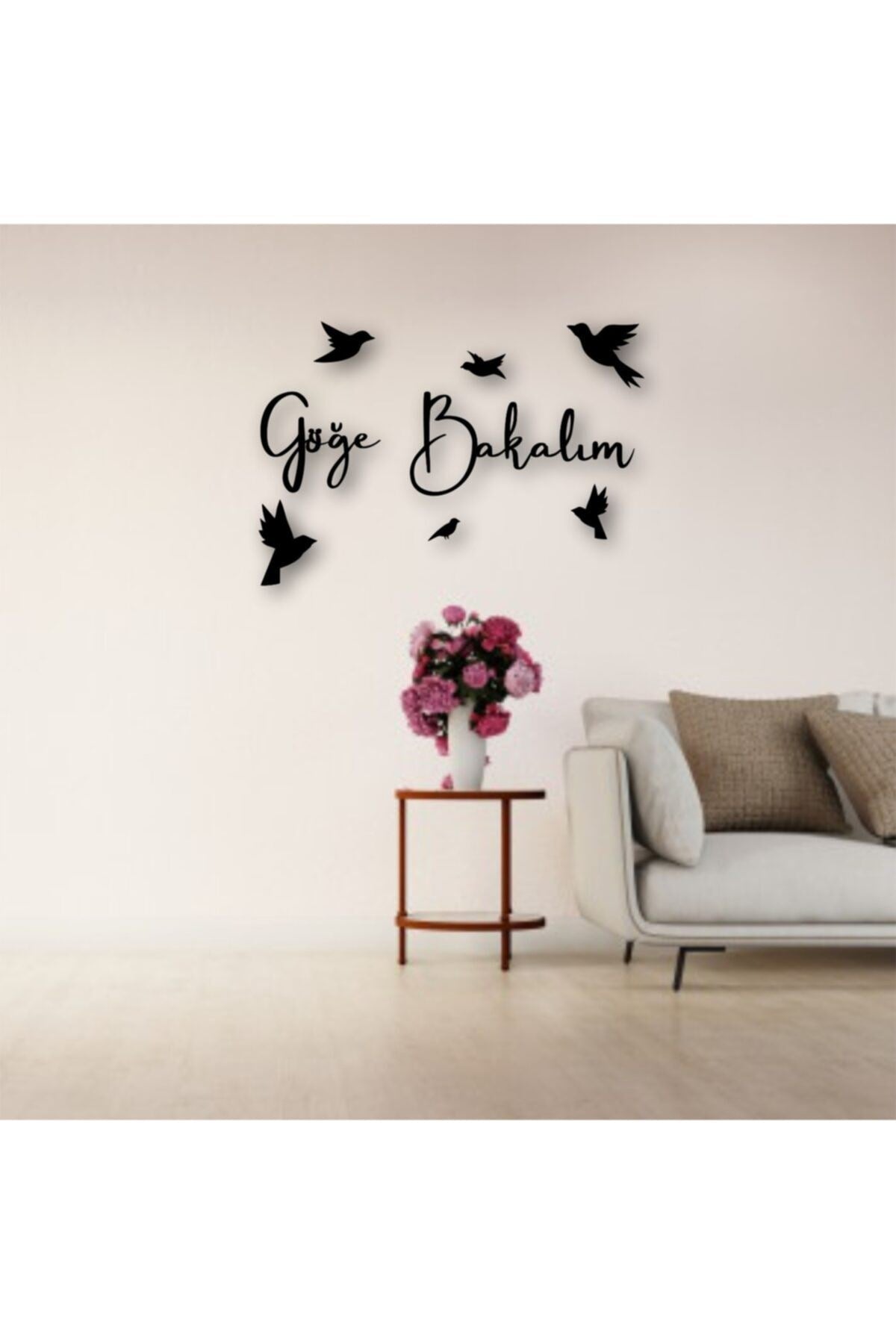 Göğe Bakalım Yazlı Ahşap Duvar Tablo