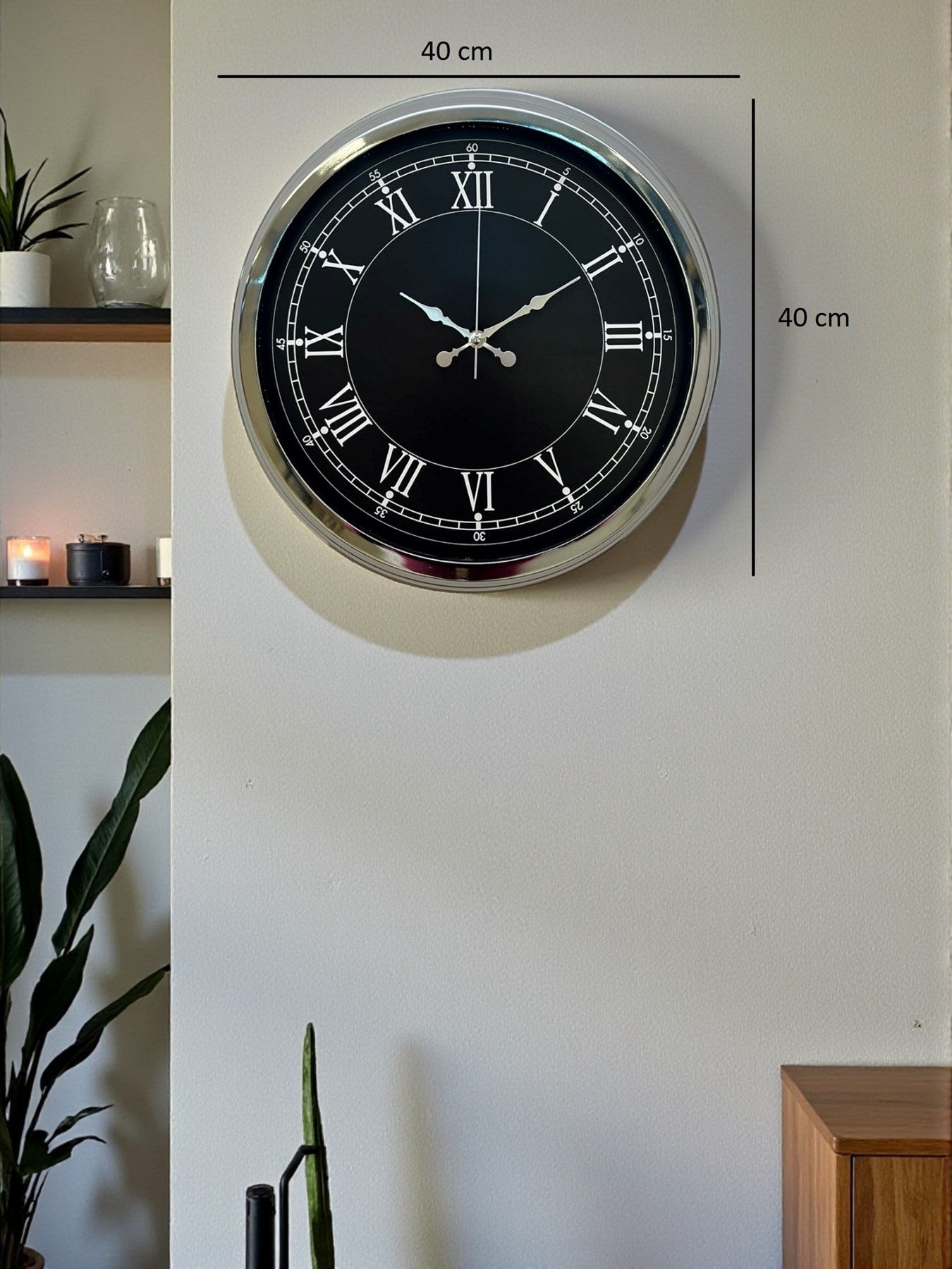 Zentime 40 Cm Krom Şık Duvar Saati