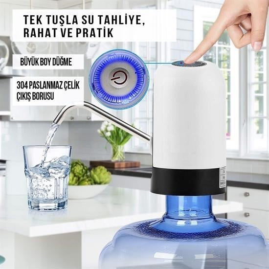 BUFFER® Usb ile Şarj Edilebilir Elektrikli Otomatik Damacana Su Pompası